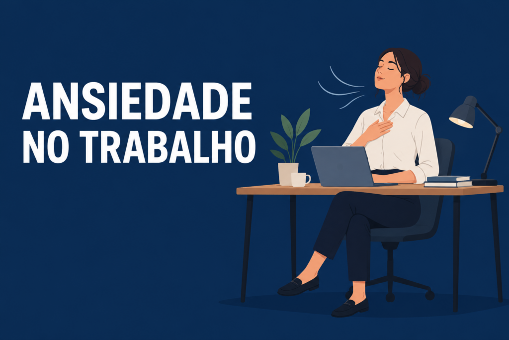 Pessoa em ambiente de trabalho fazendo uma pausa para lidar com a ansiedade